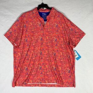 Birdie Bound Golf Polo Shirt Men 3XL Red Short Sleeve Abstract Print Performance